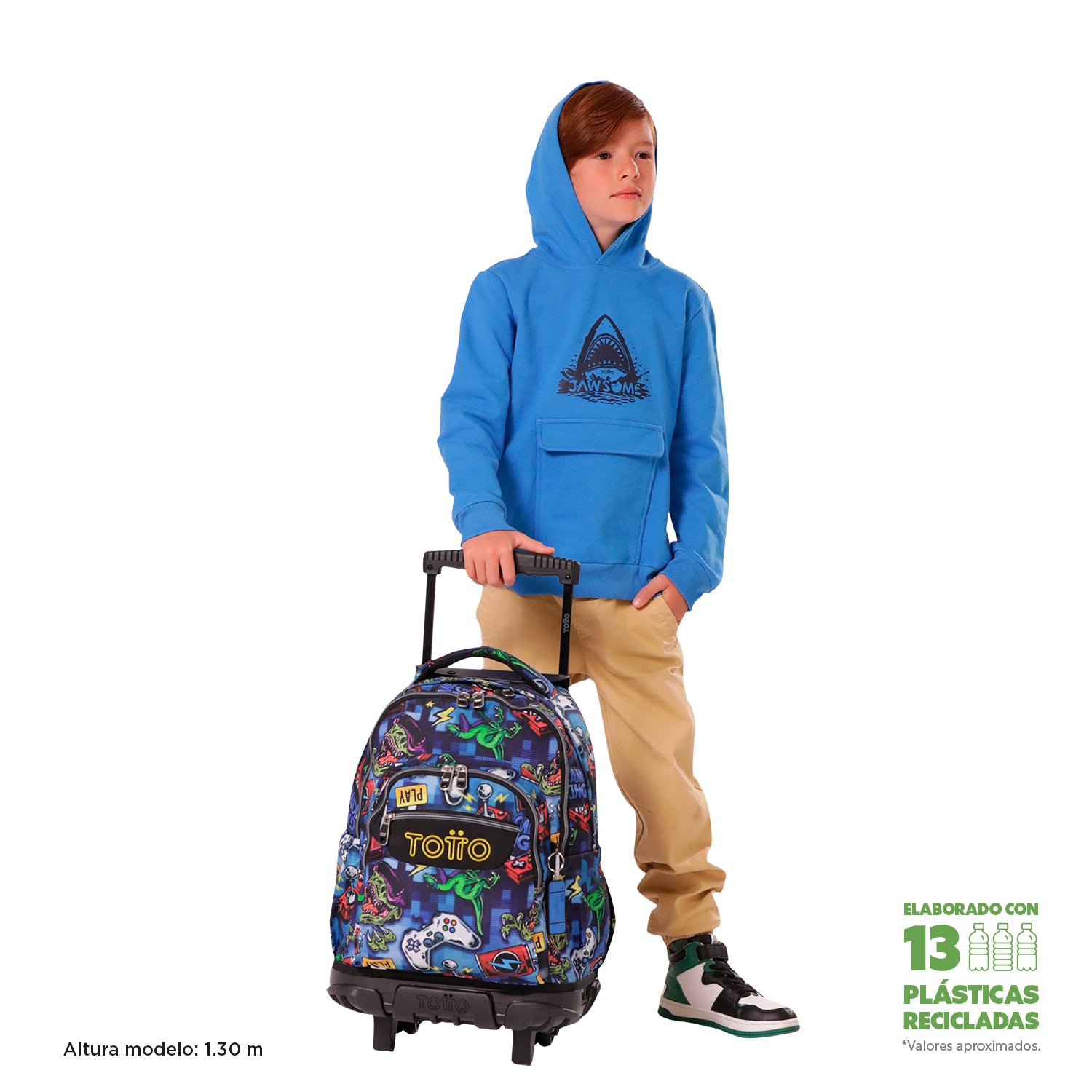 Mochila Ruedas Niño Renglon Azul