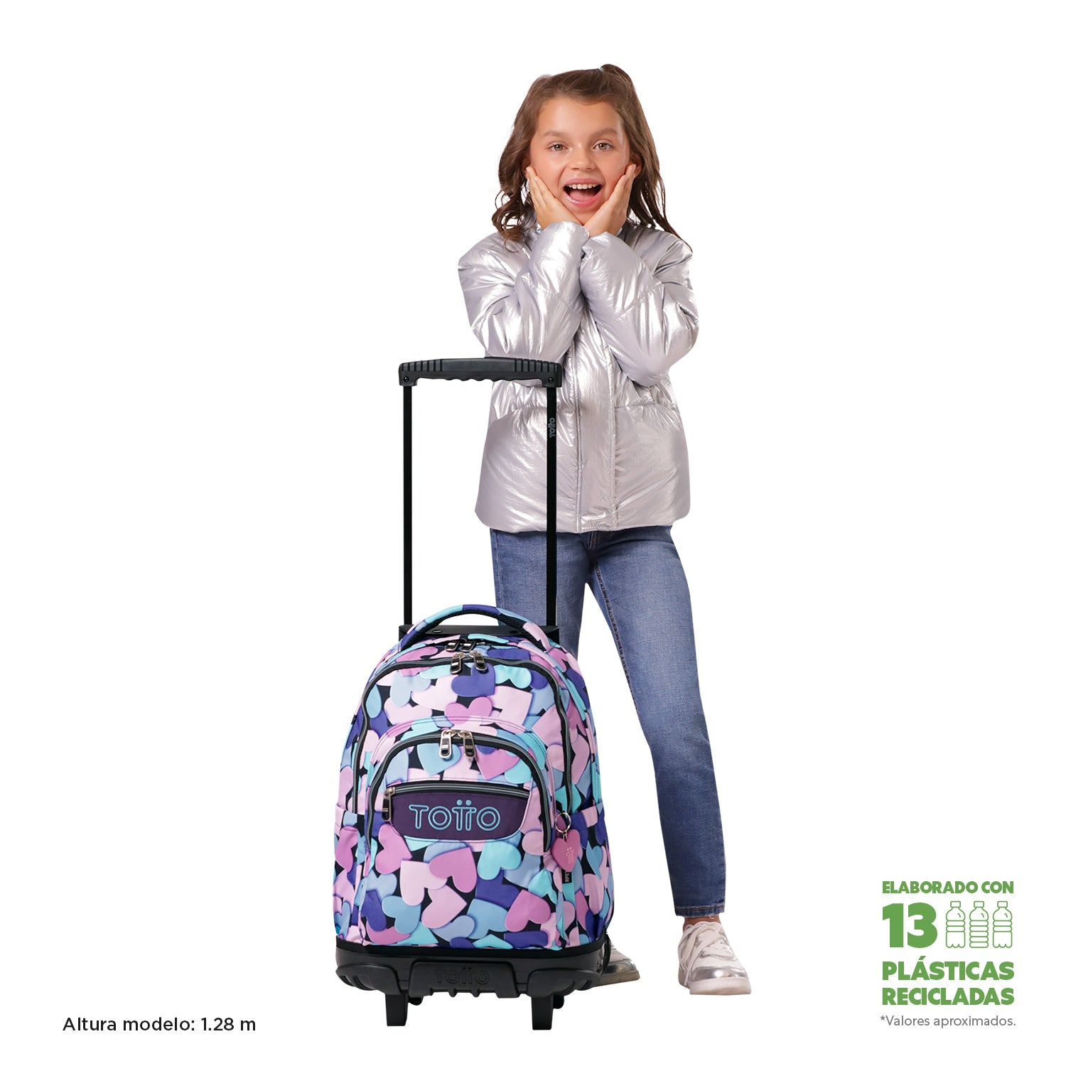 Mochila Ruedas Niña Renglon Azul