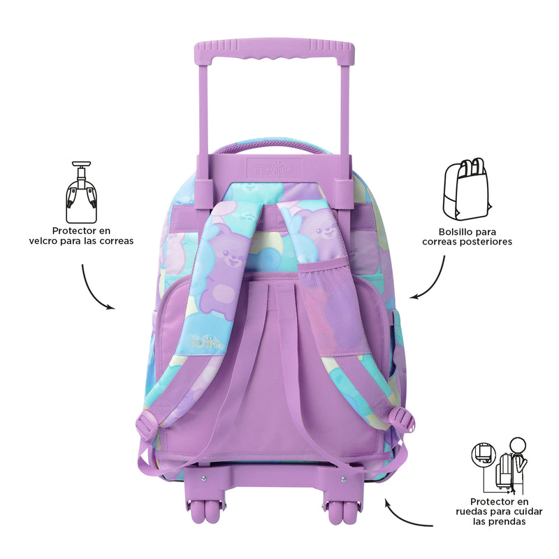 Mochila Ruedas Niña Renglon Verde
