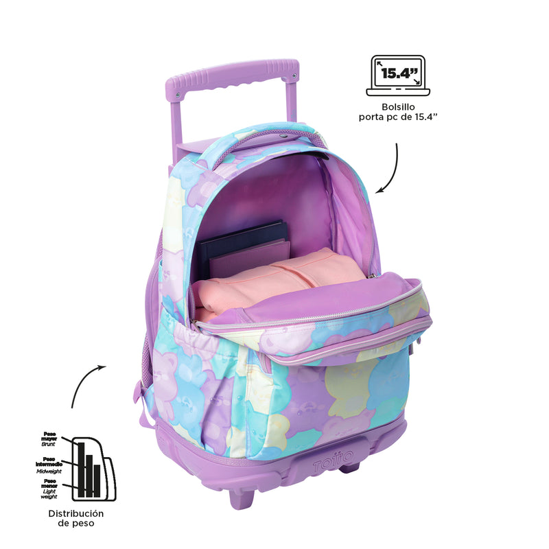 Mochila Ruedas Niña Renglon Verde