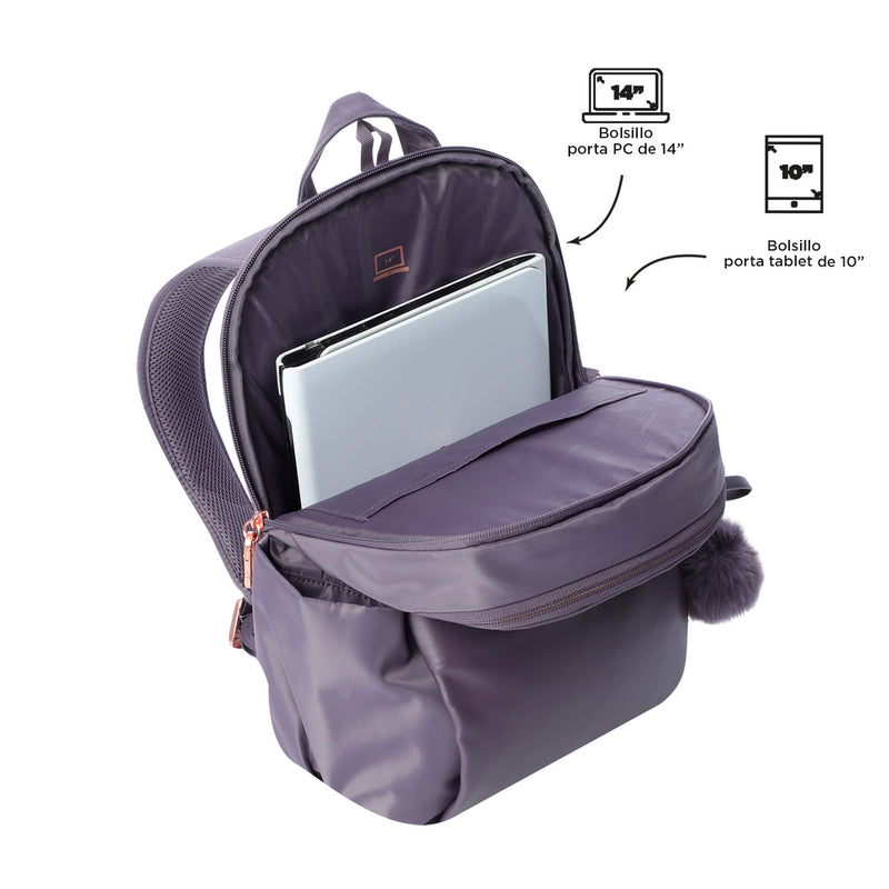 Mochila Ejecutiva Porta PC 14" Adelaide 1 2.0 Morado Mujer