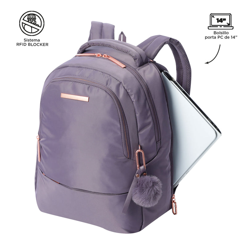 Mochila Ejecutiva Porta PC 14" Adelaide 2 2.0 Morado Mujer