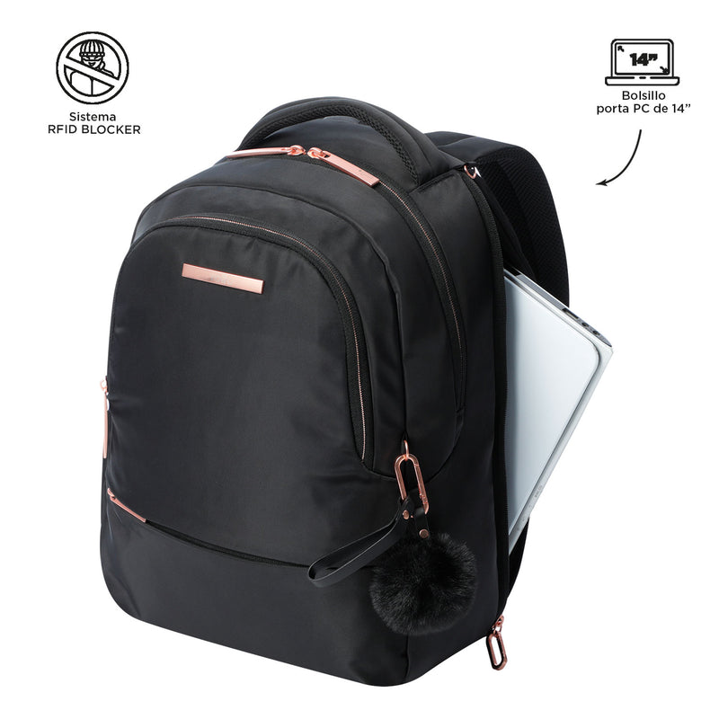 Mochila Ejecutiva Porta PC 14" Adelaide 2 2.0 Negra Mujer