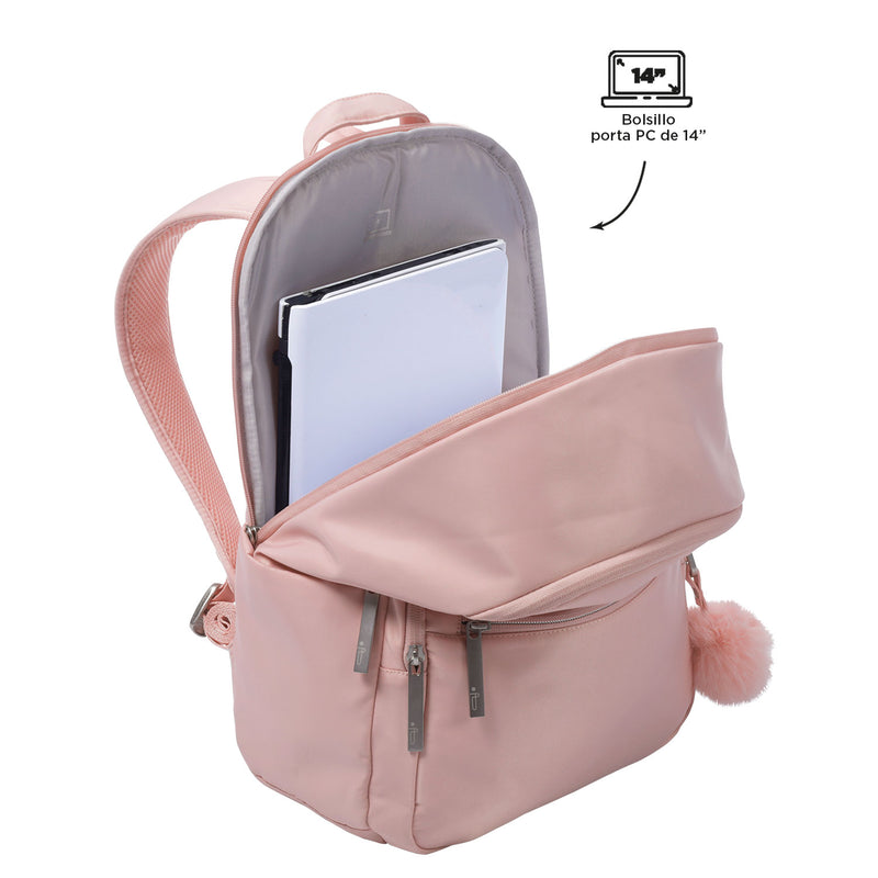 Mochila Ejecutiva Porta PC 14" Adelaide 3 2.0 Rosada Mujer