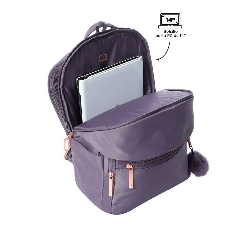 Mochila Ejecutiva Porta PC 14" Adelaide 3 2.0 Morado Mujer