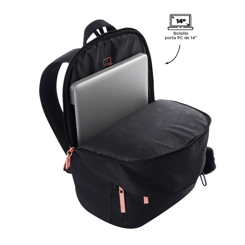 Mochila Ejecutiva Porta PC 14" Adelaide 3 2.0 Negra Mujer