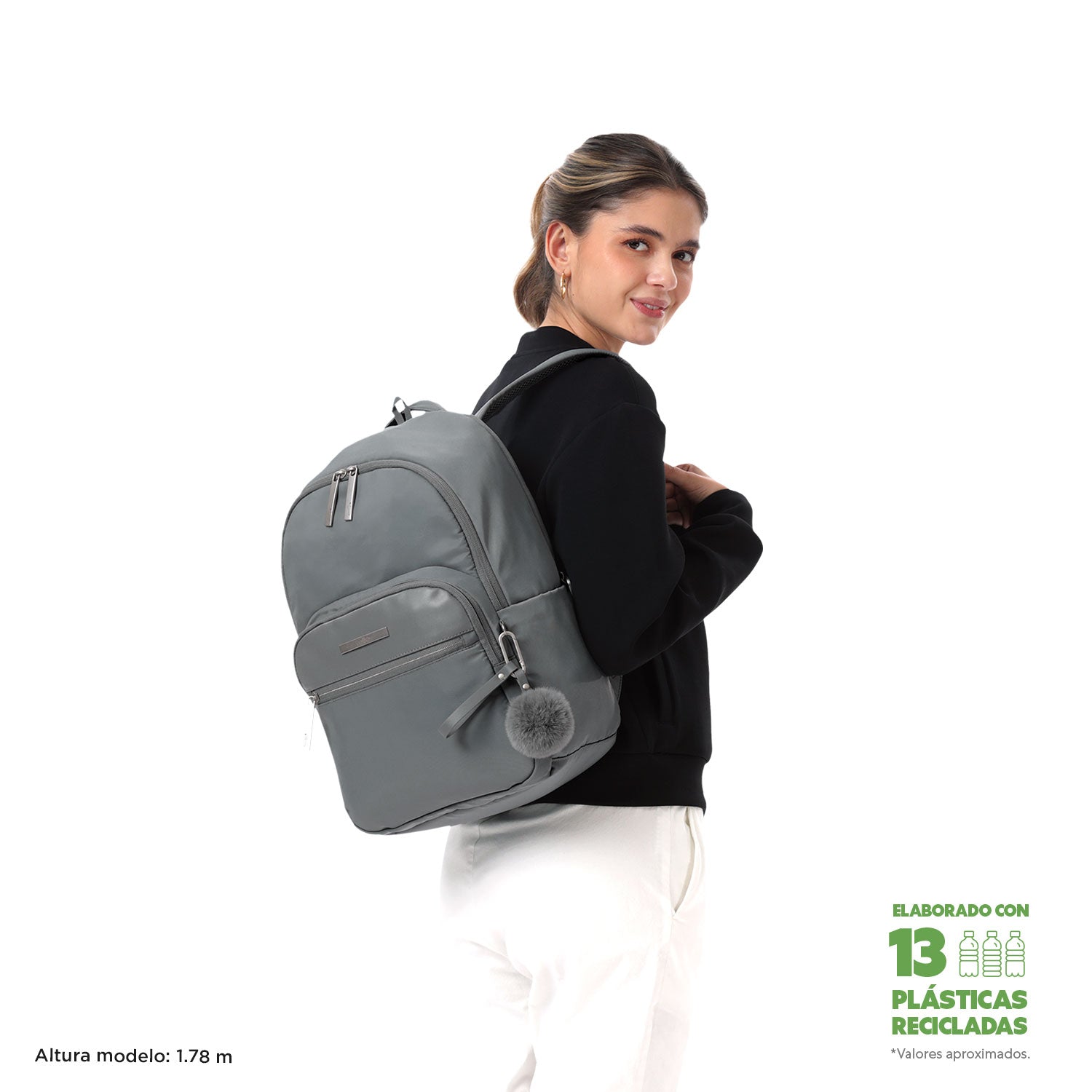 Mochila Ejecutivo Porta Laptop 14" Adelaide 3 2.0 Gris Mujer