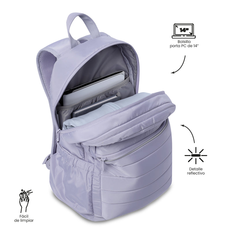 Mochila Universitaria Porta PC 14" Plaine 2.0 Morado Mujer