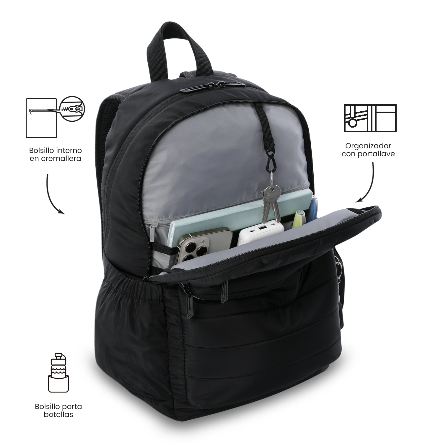 Mochila Universitaria Porta PC 14" Plaine 2.0 Negro Unisex