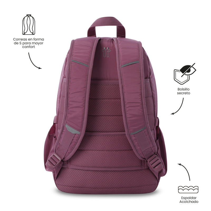 Mochila Universitaria Porta PC 14" Plaine 2.0 Rosado Mujer