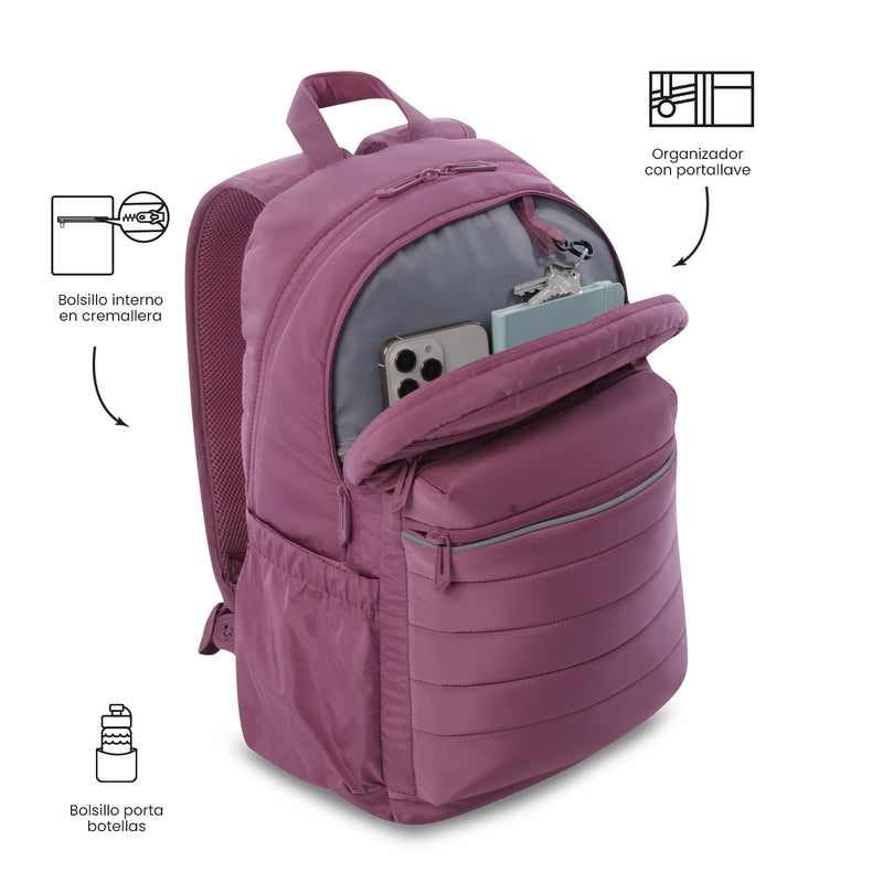 Mochila Universitaria Porta PC 14" Plaine 2.0 Rosado Mujer