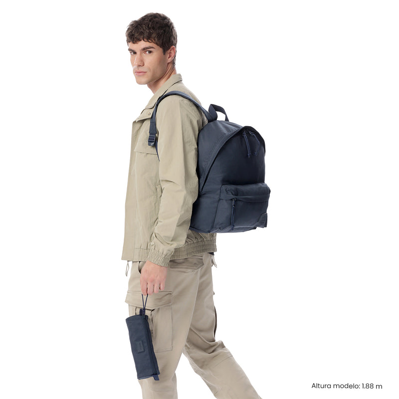 Combo Kalex X 2 Mochilas Porta PC 14 " + Cartuchera Azul Unisex