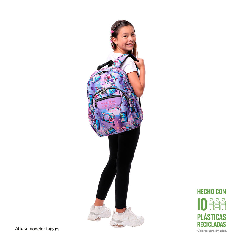 Mochila para colegio acuarela Morada