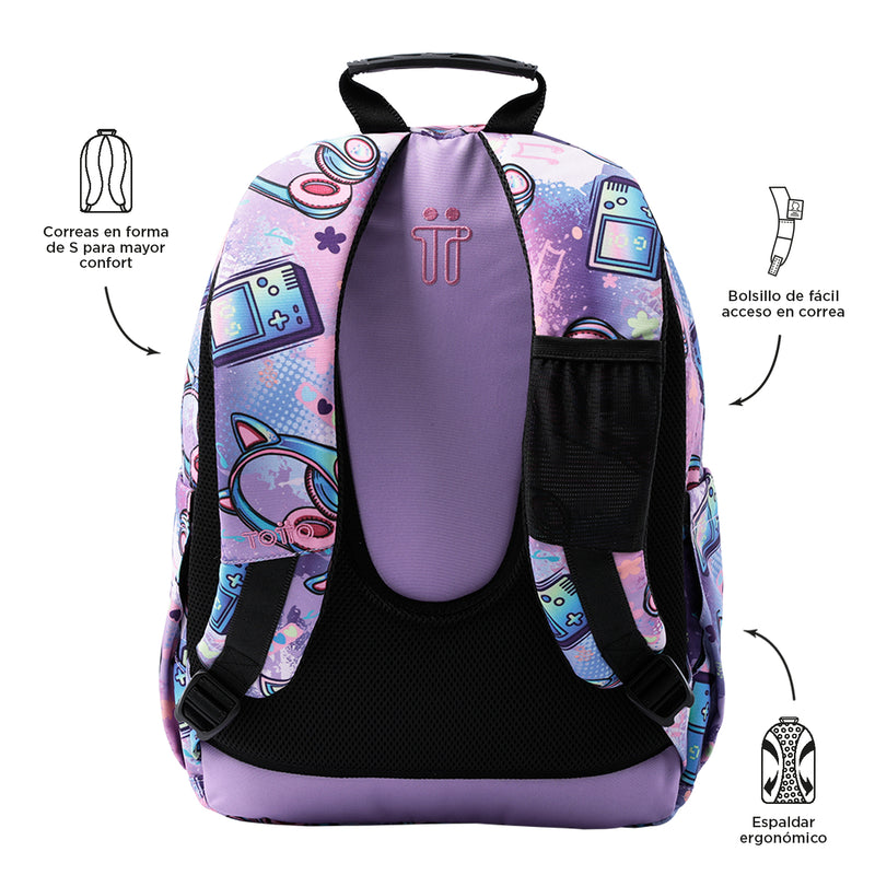 Mochila Escolar Acuarela  Morado