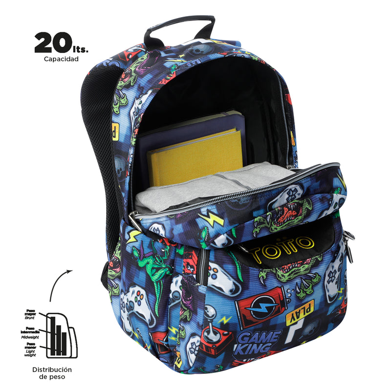 Mochila para colegio Acuarela Azul