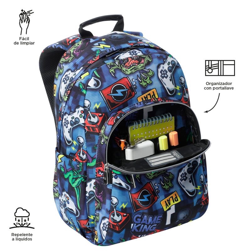 Mochila para colegio Acuarela Azul