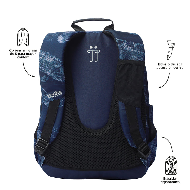 Mochila para colegio Acuarela Azul