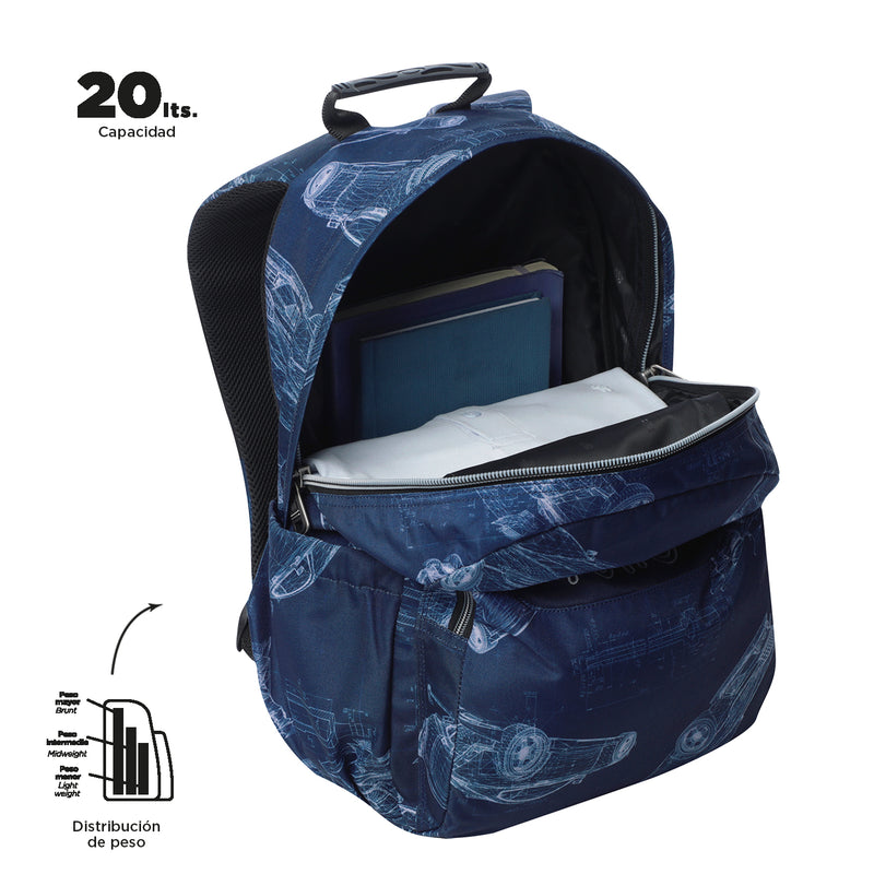 Mochila para colegio Acuarela Azul