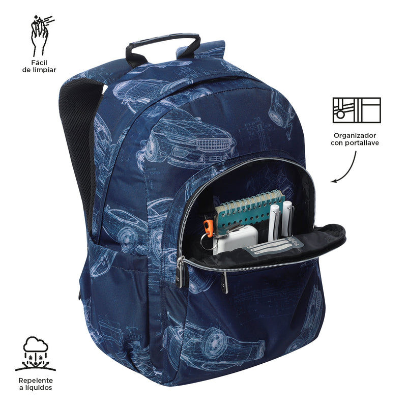 Mochila para colegio Acuarela Azul