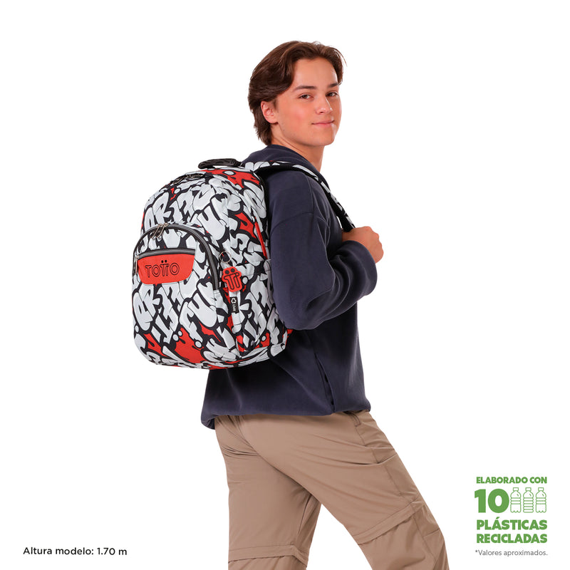 Mochila para colegio Acuarela Roja