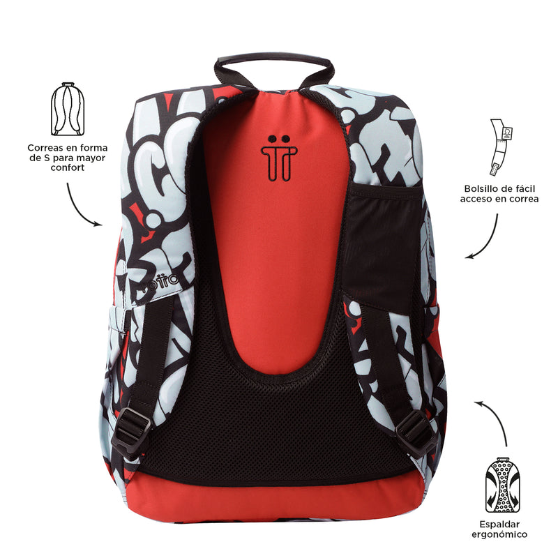 Mochila para colegio Acuarela Roja