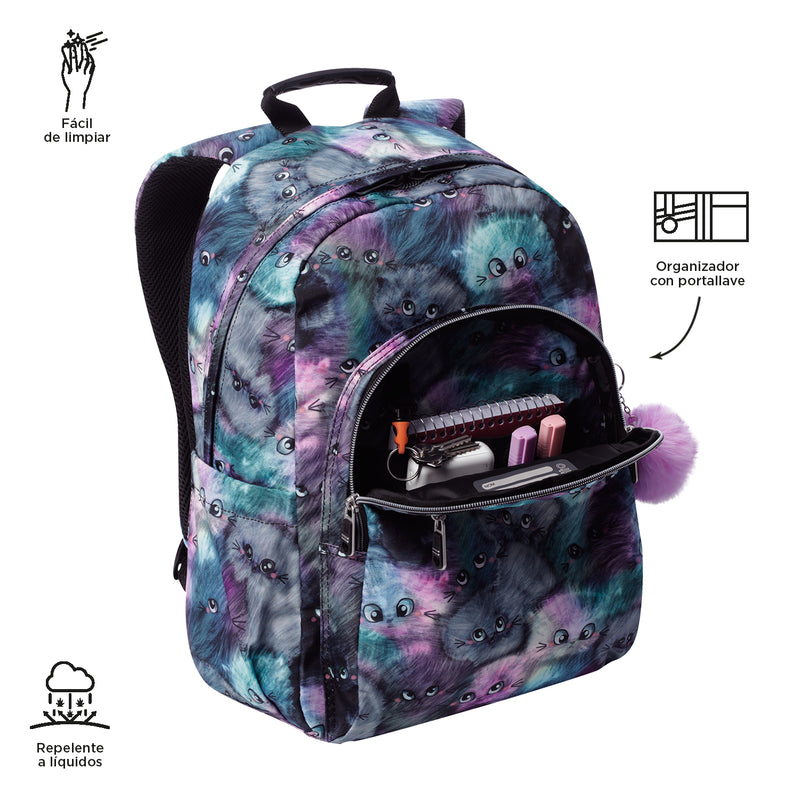 Mochila para colegio Acuarela Gris