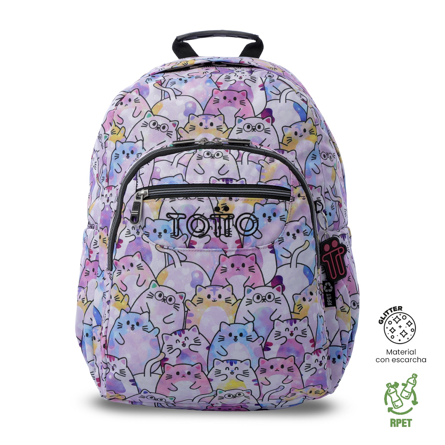 Mochila Juvenil Acuarela Glitter Grande Rosado