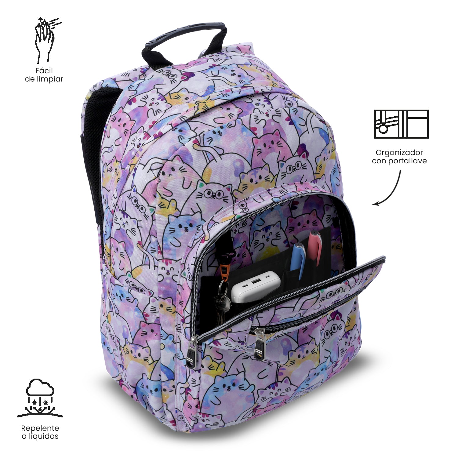 Mochila Juvenil Acuarela Glitter Grande Rosado