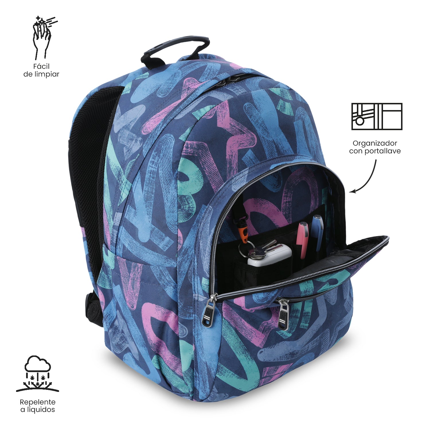 Mochila Juvenil Acuarela Grande Azul