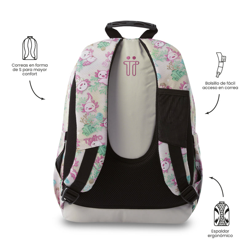 Mochila Juvenil Acuarela Grande Blanco