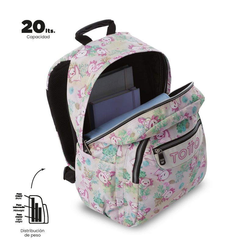 Mochila Juvenil Acuarela Grande Blanco