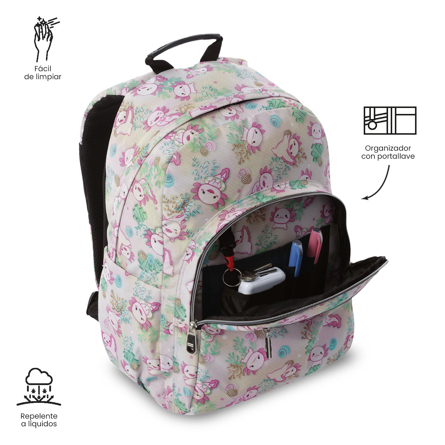 Mochila Juvenil Acuarela Grande Blanco