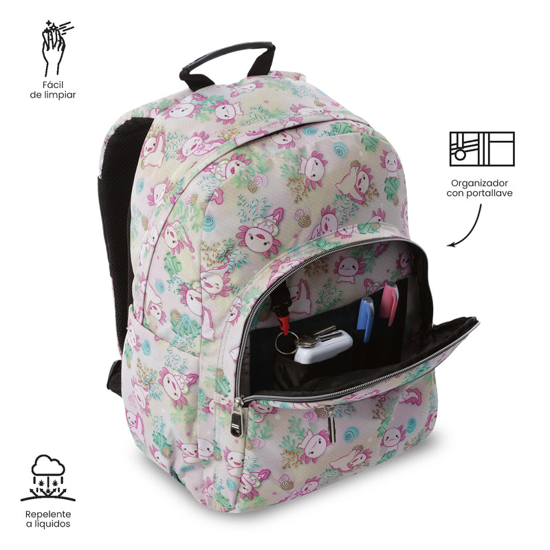 Mochila Juvenil Acuarela Grande Blanco