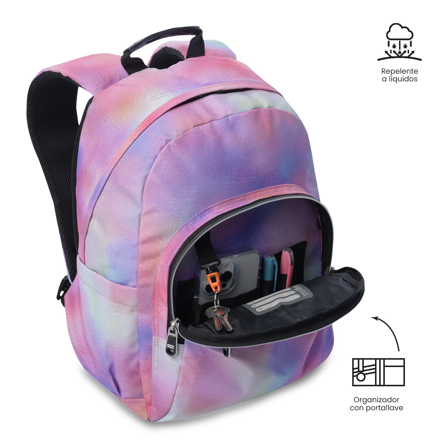Mochila Juvenil Gomma Glitter Mediano Rosado
