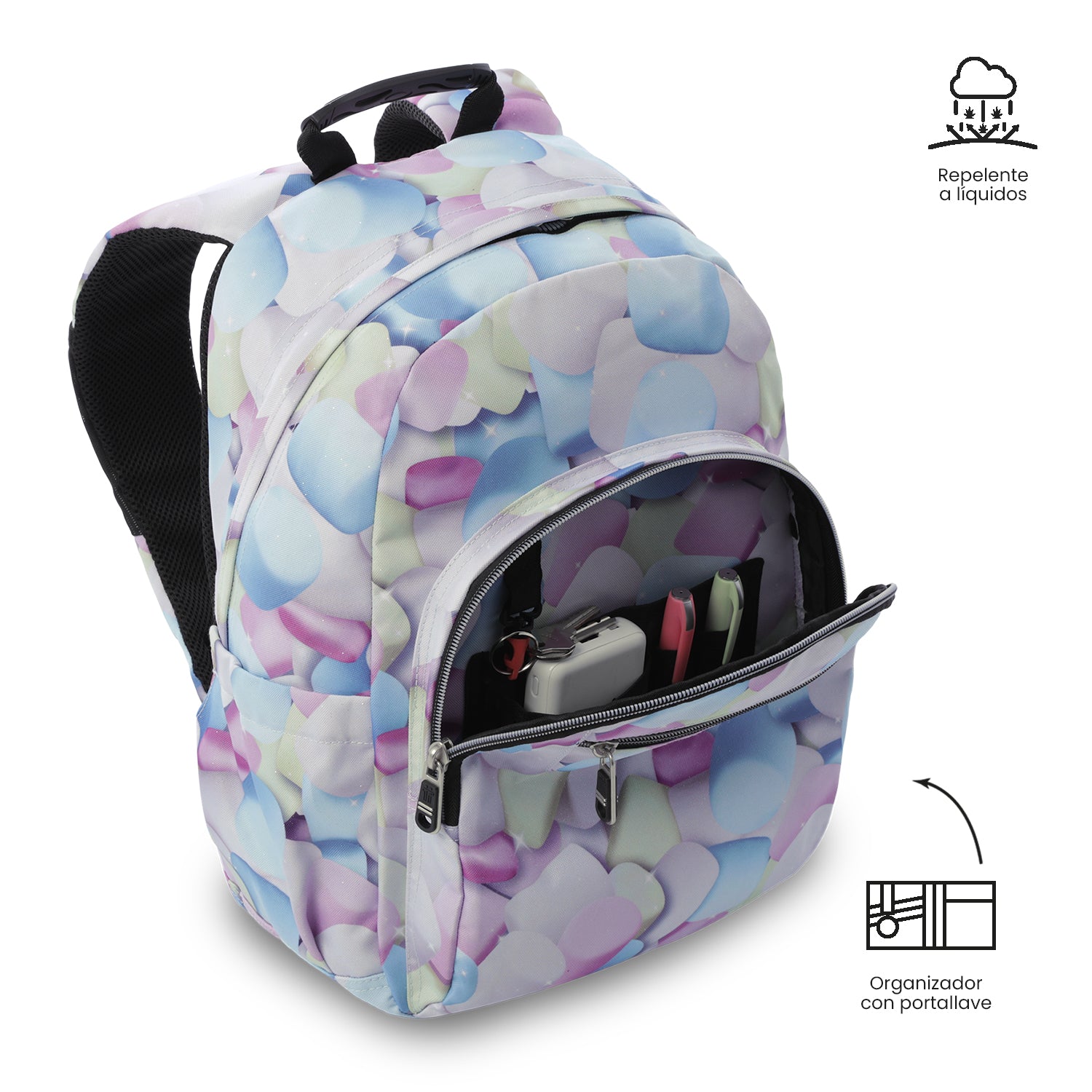 Morral Juvenil Gommas Glitter Mediano Azul