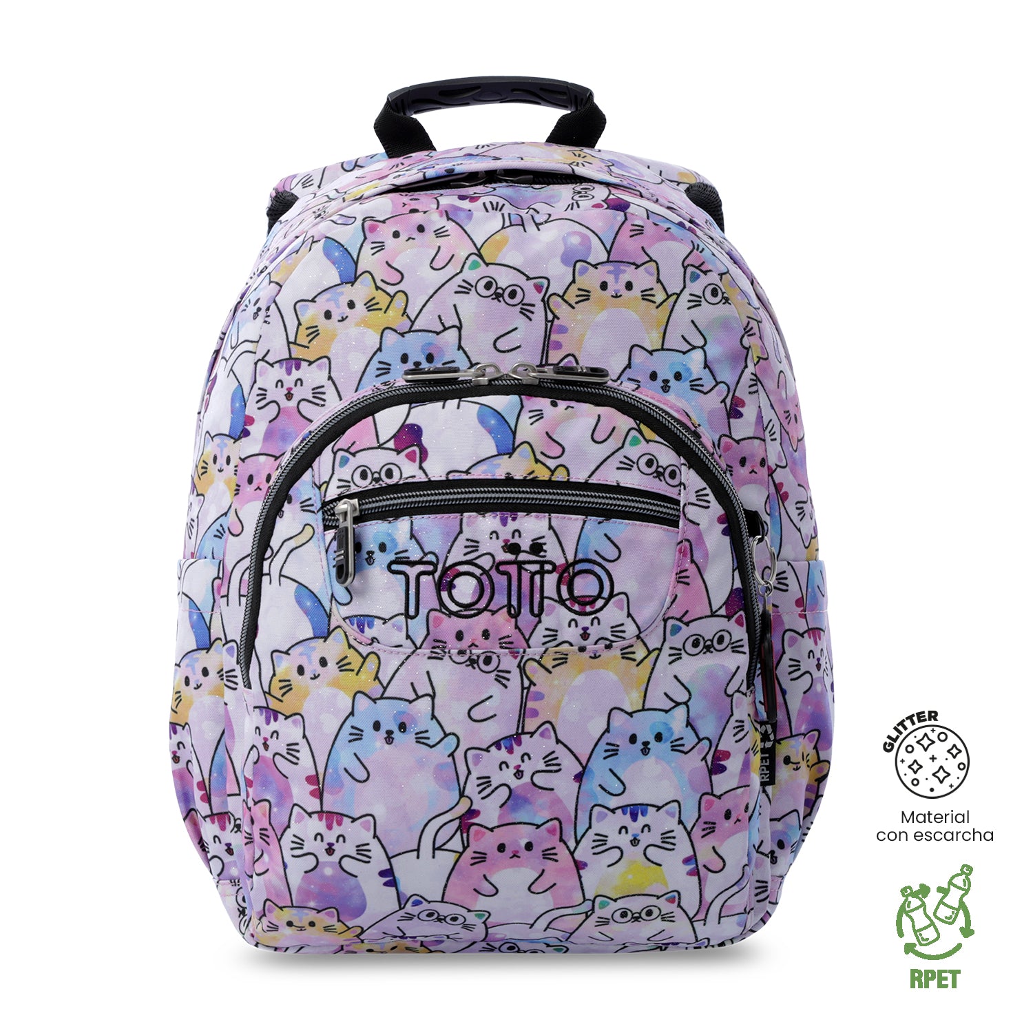 Mochila Juvenil Gommas Glitter Mediano Rosado
