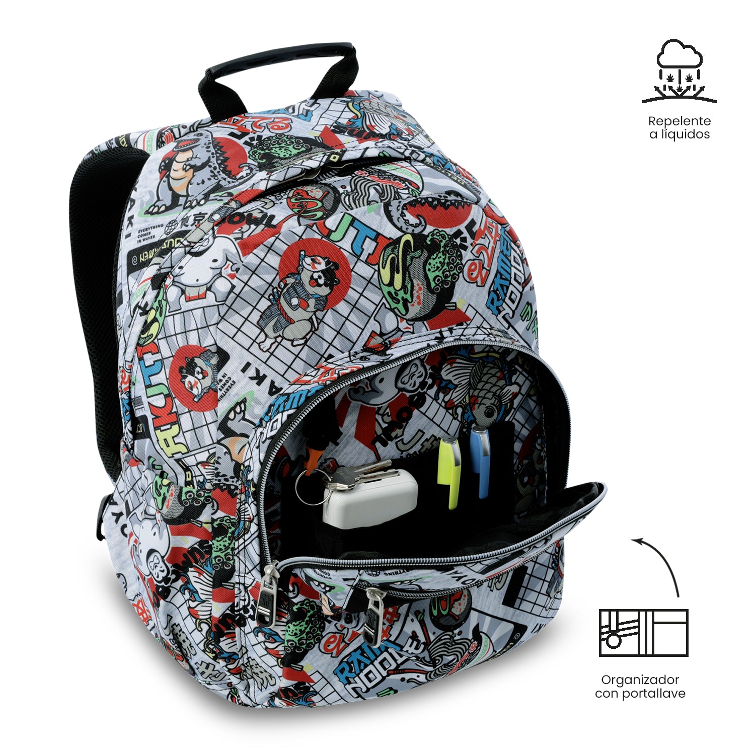 Mochila Juvenil Gommas Mediano Gris
