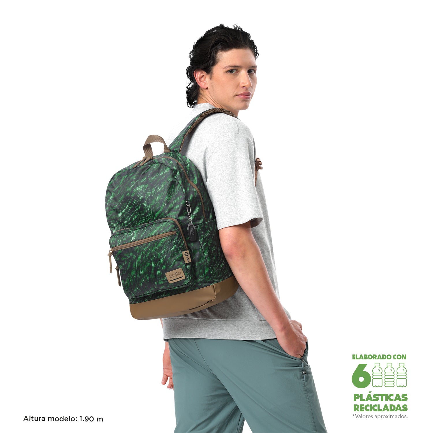 Mochila Universitaria Porta Laptop 14" Tocax Verde Hombre
