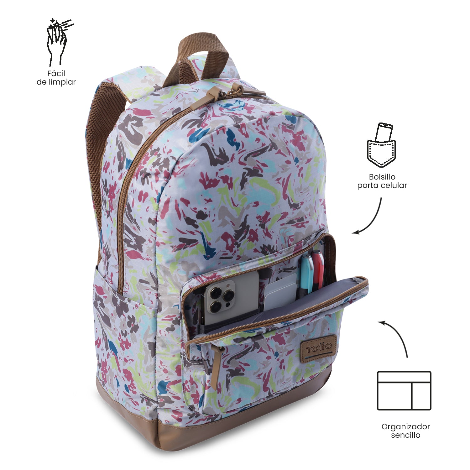 Mochila Universitario Porta PC 14" Tocax Beige Mujer