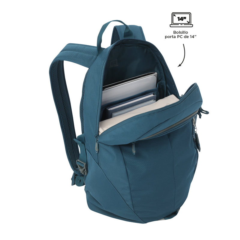 Mochila Universitaria Deportto Porta Laptop 14" Azul Hombre