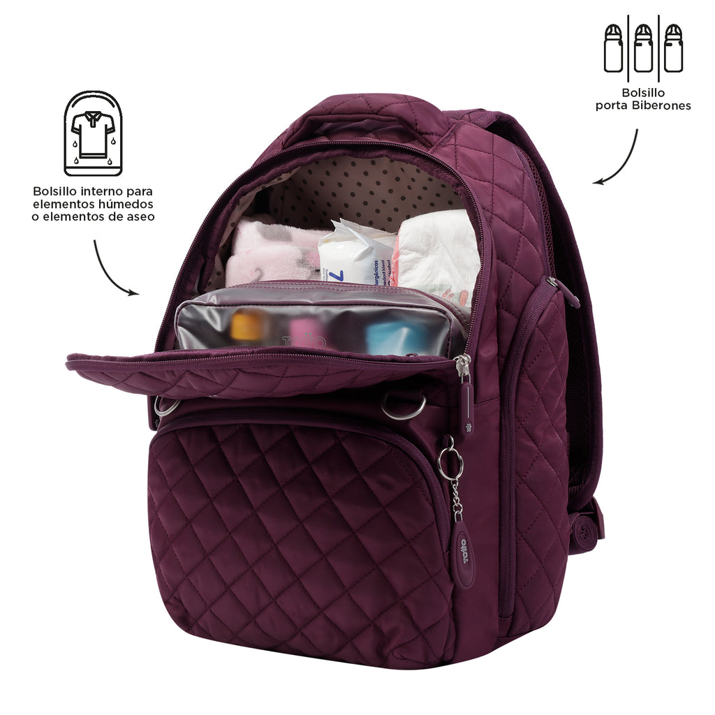 Qimiaobaby - Mochila para pañales, bolsa de viaje para bebé, pañalera,  rosado, gris (Pink with Gray)
