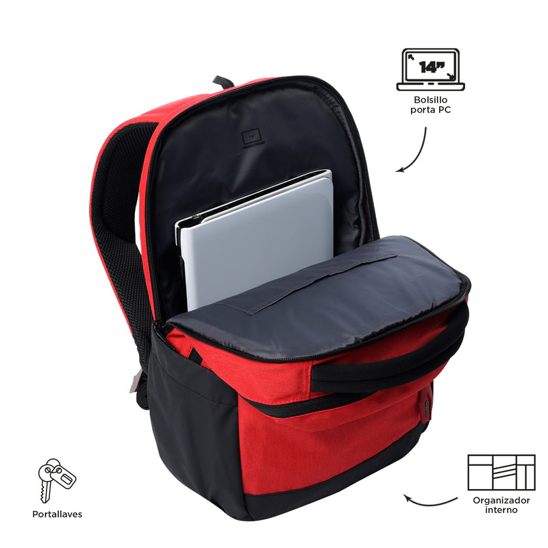 Mochila Ejecutiva Porta PC 14" Deleg 2.0 Roja