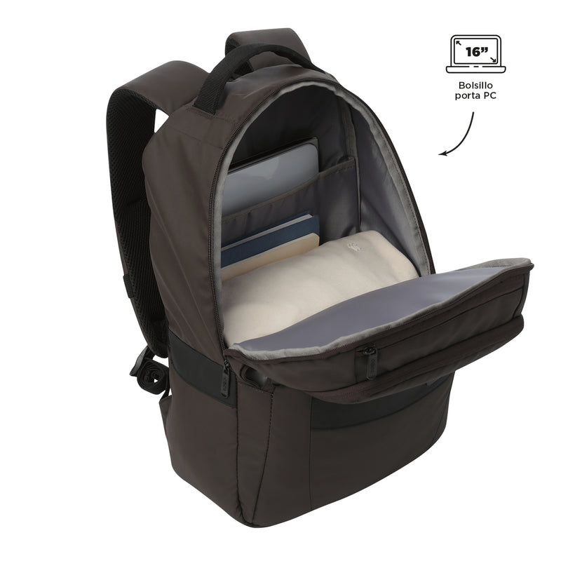 Mochila Ejecutivo Porta Laptop16"  Wivetto 2.0 Café Hombre
