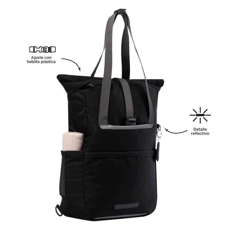 Mochila Gloty con porta laptop- Color: Negro