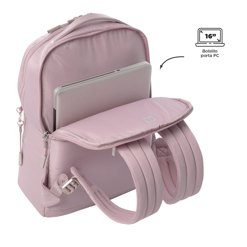 Mochila Ejecutivo Porta Laptop16" Roxanne Rosado Mujer