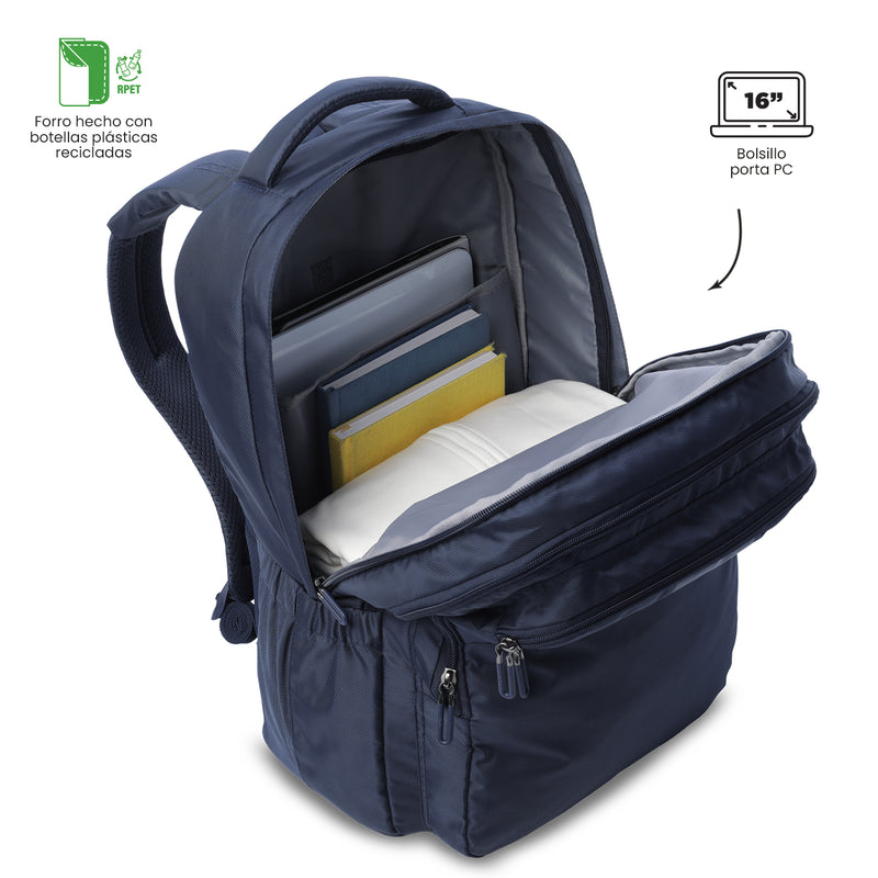 Mochila Antimpacto Porta PC 16" Suspension Azul Hombre