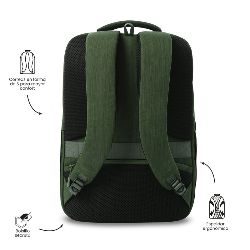 Mochila Ejecutiva Porta PC 16" Dallas Verde Hombre