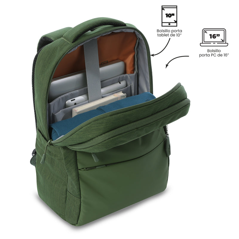 Mochila Ejecutiva Porta PC 16" Dallas Verde Hombre