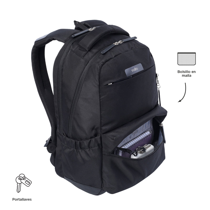 Mochila Universitaria  Porta PC 16" Comfort Negro Hombre