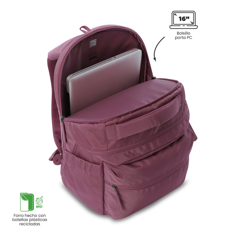 Mochila Antimpacto Comfort Porta PC 16" Rosado Mujer